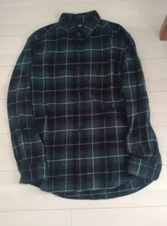 UNIQLO ダークグリーン チェック柄 ネルシャツ L