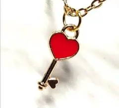 ネックレス 【鍵ハート】レッド story PT239