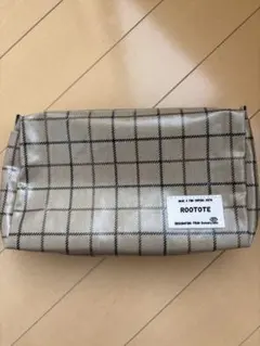 ROOTOTE チェック柄ポーチ ベージュ