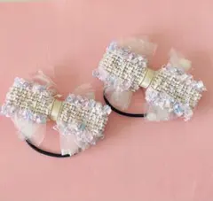 [入学式、卒業式に]ヘアゴム　リボン　ピンク　ハンドメイド 子供　 2個セット