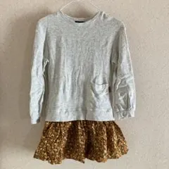 moujonjon ムージョンジョン 　長袖グレー花柄ワンピース