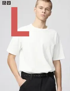 【ユニクロ UNIQLO】 クルーネックTシャツ ホワイト 白 L