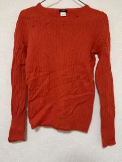 J.CREW 【S】レッド　ケーブルニットセーター 長袖　秋服　冬服　オレンジ
