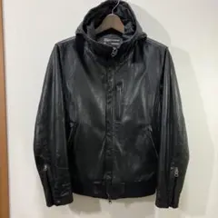 レザー パーカー ジャケット 黒　山羊革　ゴートレザーMサイズのサムネイル