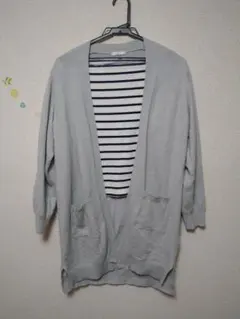 シネマクラブ☆グレー 長袖 カーディガン ポケット付きLサイズ