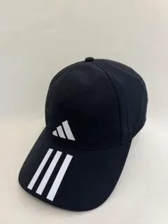 【adidas】　ブラック　キャップ　スポーツ　スリーライン　ランニング
