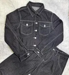 【美品】DAZY デニム セットアップ ジャケット ワイドパンツ ブラック L
