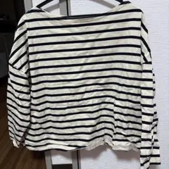 ストライプ柄 七分袖オフショルダートップス