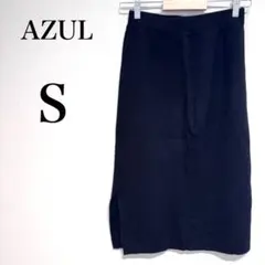 【アズール】ブラック　ニット素材　タイトスカート　ストレッチ　サイドスリット S