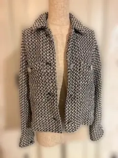 Zara 白黒ツイード テーラードジャケット