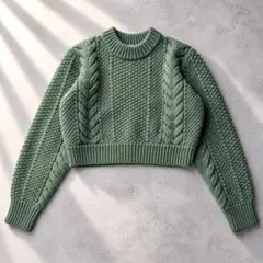 CLANE クラネ ウール混 ケーブルニット ショート丈 サイズ1