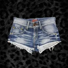 平成ギャル Y2K グランジ　デニム　ショートパンツ　ダメージ　ローライズ　ミニ