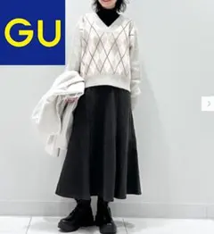 ブラッシュドリブフレアロングスカート