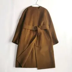 【美品】CINOH　ノーカラーロングコート　ウールカシミヤ　キャメルブラウン 2025年最新】CINOH レディース ロングコートの人気アイテム - メルカリ