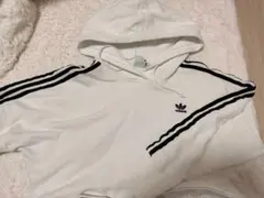 adidas ホワイト ストライプ パーカー S