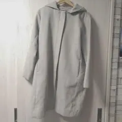 フード付き ライトグレー ロングコート M