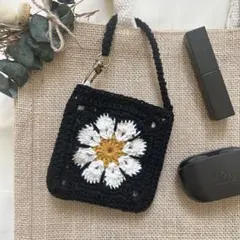 ぶらさげミニポーチ(お花②) バッグチャーム　イヤホンケース　小物入れ