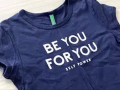 美品 BENETTON ベネトン ロゴ半袖Tシャツワンピース ネイビー 130のサムネイル