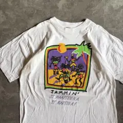 90s ヴィンテージ Tシャツ 2XL ホワイト シングルステッチ アート 古着