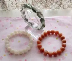 本日お買得商品！天然石ビーズブレスレット3点セット,グリーンファートムなど