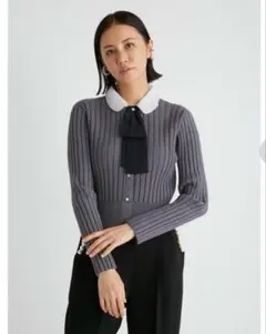 CELFORD セルフォード デタッチャブルボウ&カラーカーデ グレー　GRAY