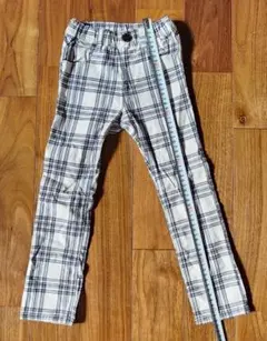 キッズ チェック柄パンツ 110サイズ ポケット付き ウエストゴム