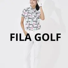 【FILA GOLF】遮熱バーチカルメッシュ タイポ柄 ボウタイ付き半袖シャツ