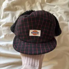 Dickies フライトキャップ 黒赤チェック 新品タグ付き