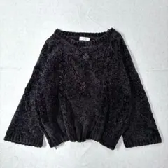 00's y2k grunge 短丈 ベロア ニット 黒 ダークコア コケット