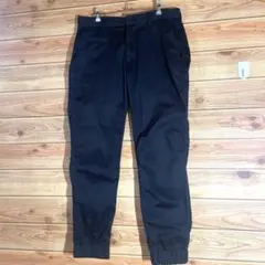 Johnbull ブラック ジョガーパンツ 裾リブ テーパードパンツ L 黒
