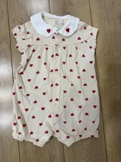襟付きハート柄　カバーオール　80cm