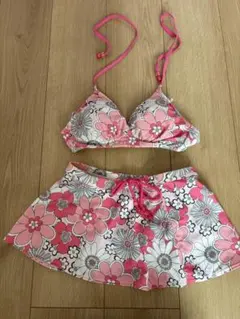 ピンク花柄　水着　９号M