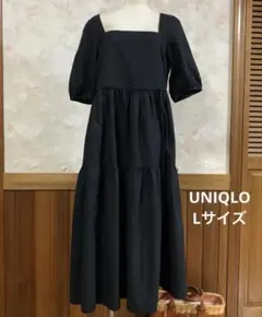 UNIQLO リネンブレンドシャーリングワンピース（L）