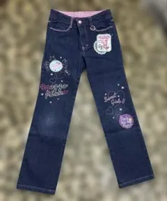 刺繍入りデニムパンツ 濃紺