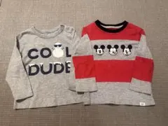 お得に♡薄手長袖Tシャツセット 雪だるま ミッキー90サイズ☆保育園着に☆