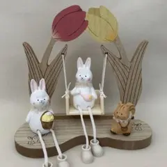 ナチュラルキッチン　木製ブランコ　チューリップ　ウサギ　リス　イースター　春