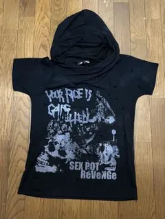 SEX POT ReVeNGe フード付き半袖Tシャツ ダメージ加工のサムネイル