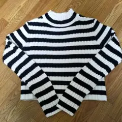 GU L 白黒ストライプ 長袖カットソー