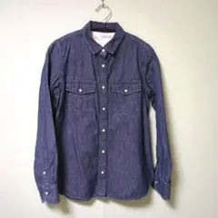 デニムレギュラーカラーシャツ　長袖　S　無印良品　ダークブルー