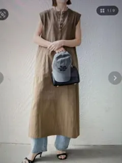 ★SHIPS any★ノースリーブロングワンピース オリーブ