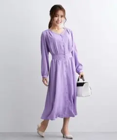 Vネックスタイルが良く見える２WAY 長袖 ワンピース（ポケット・裏地付）FM