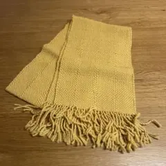 イエローニットマフラー フリンジ付き