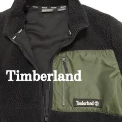 25【Timberland】ボアジャケット L ブラックandグリーン