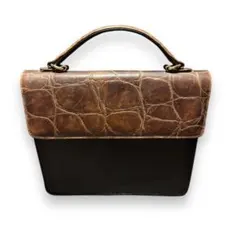 M034【美品】レザー ハンドバッグ ブラウン ブラック 2way