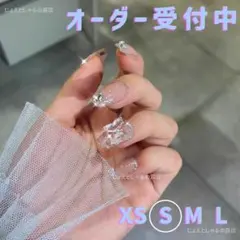 No.10 S ジェルネイルチップ 蝶々 ビジュー シルバーライン ラメ