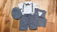 【美品】半袖フォーマル 90 男の子 結婚式 半袖 スーツ グレー