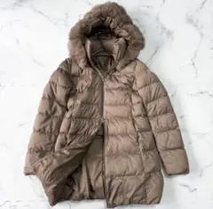 美品★ユニクロ UNIQLO シームレスダウンショートコート★ブラウンS