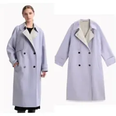 theory luxe 定価9.8万 ウールカシミヤリバーコート パープルヘザー