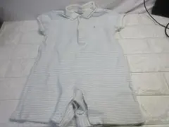 Ralph Lauren 水色ストライプ ポロロンパース80㎝古着美品
