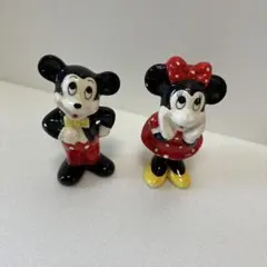 ミッキー ミニー 陶器 置物 2体セット　レトロ